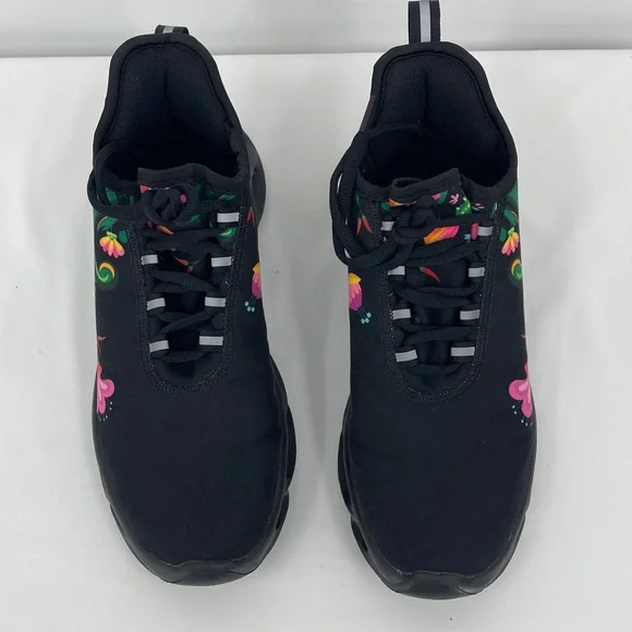 Floral Black Sneakers WOMENS SIZE 39 - Picture 3 of 7